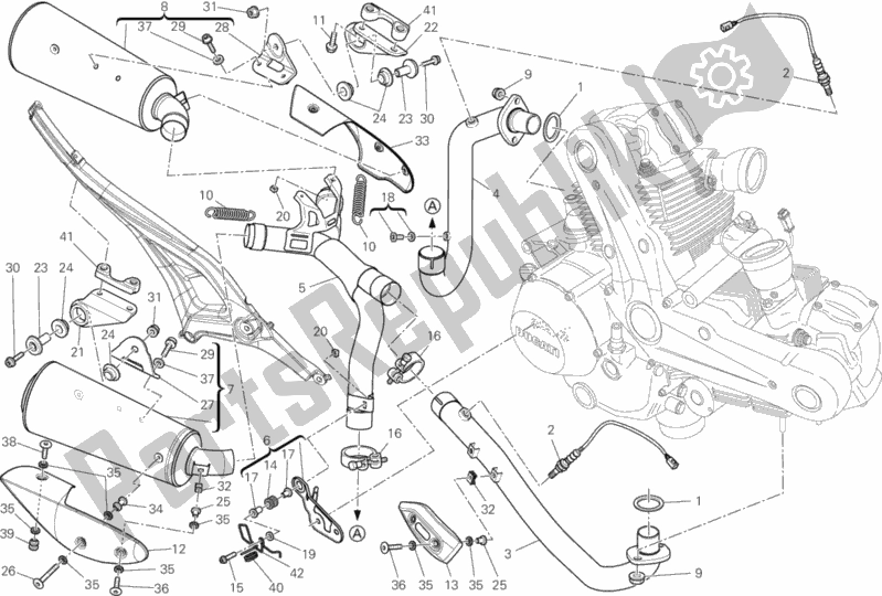 Todas as partes de Sistema De Exaustão do Ducati Monster 696 ABS Anniversary 2013